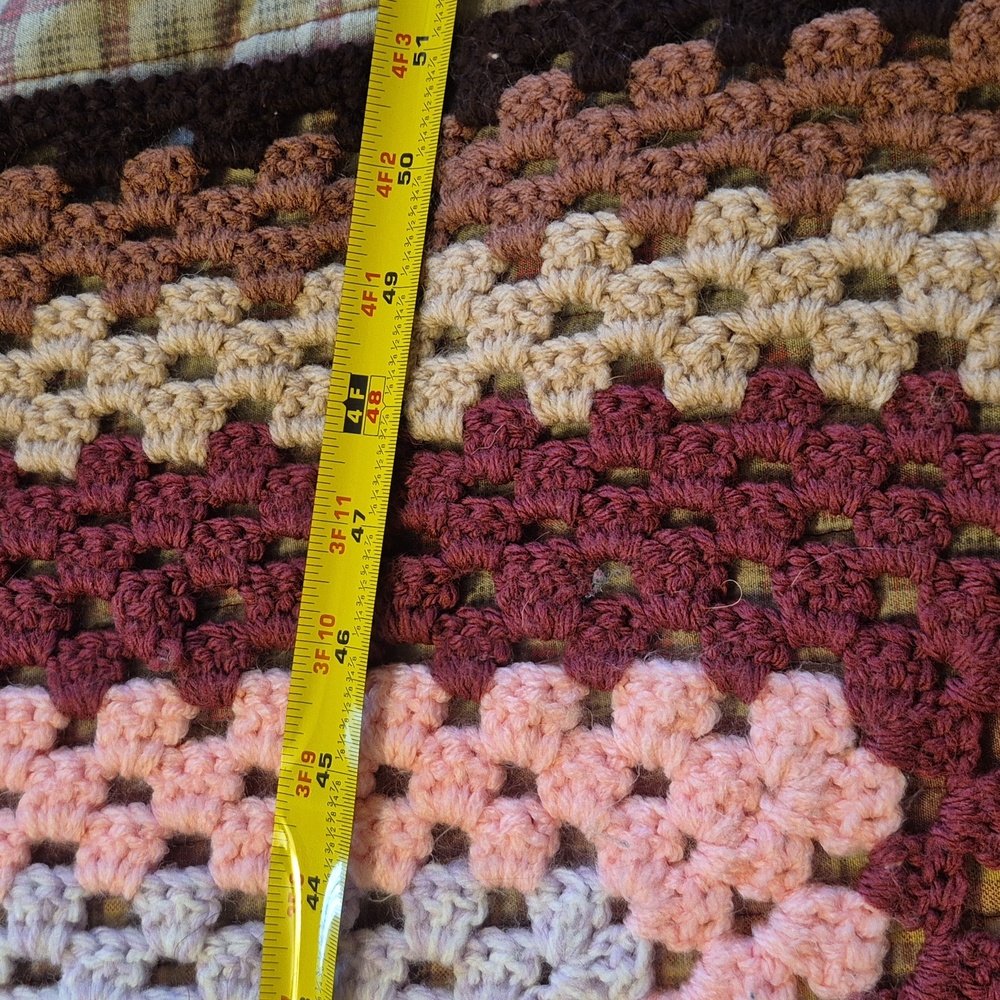 Handmade Afghan In Muticolors 60"x 51"  Comfy Comfortable Warm Cottagecore Boho - Picture 2 of 3